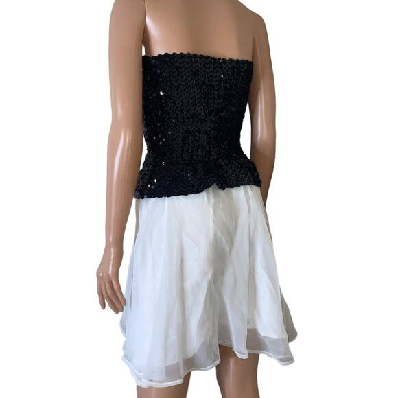 Vintage Rob Hill for Mister Jay sequined top chiffon bottom black/white SZ 7 - Picture 4 of 13